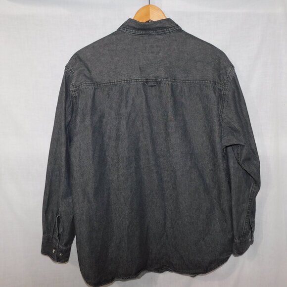 Dakota Workpro Series Mens L Black Collard  Denim Pearl Snap Closure Shirt - Picture 14 of 14